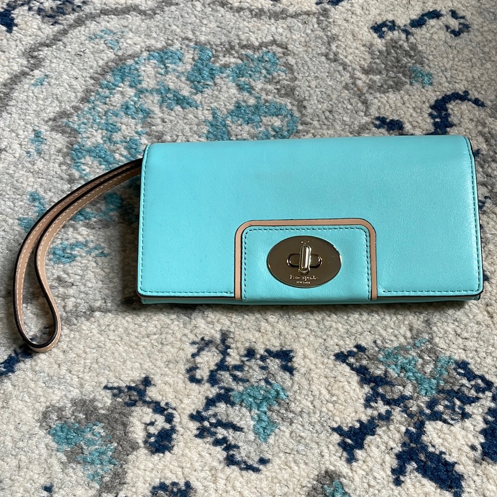 Kate Spade sky blue leather wallet/wristlet